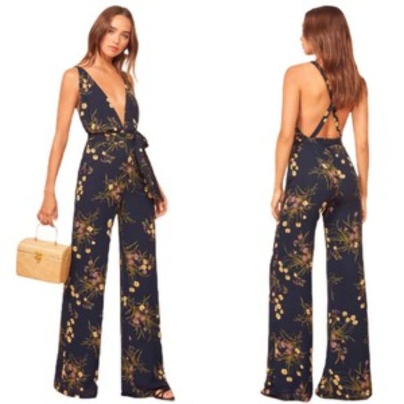 Reformation Pants - Reformation Women's Navy Floral Sofi Jumpsuit NWOT